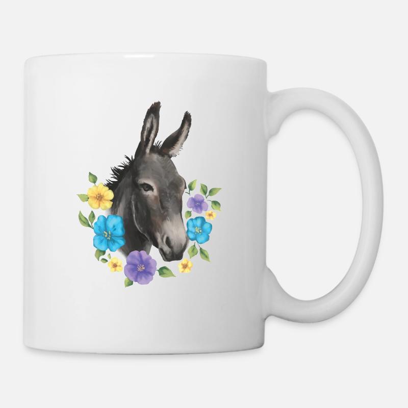 Âne et fleurs - Mug blanc - blanc