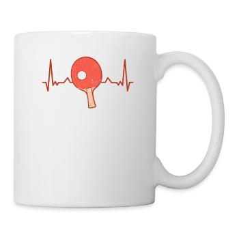 Tischtennis Herzschlag Ping Pong Puls lustig - Tasse - Weiß - Rechts