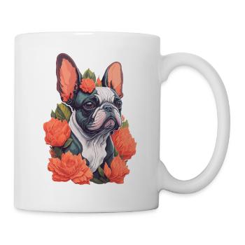 French bulldog on flower wreath motif - Mug - white - Right