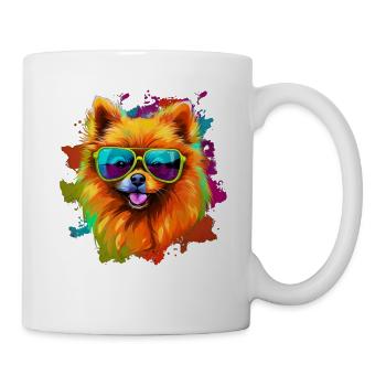 Zwergspitz Hund Hunderasse Pomeranian - Tasse - Weiß - Rechts