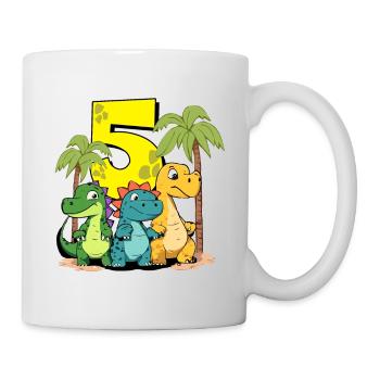 Cute Dinosaurs I'm 5 - action dino birthday - Tasse - Weiß - Rechts