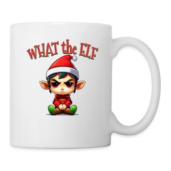 What the Elf - Men Women Funny Elf Costume for Chr - Mug - white - Right