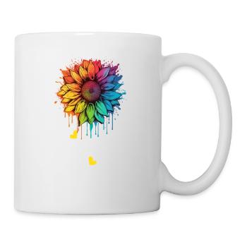Regenbogen Sonnenblume LGBT Stolz Lesbisch Homosexuell Liebhaber Wortspiel - Tasse - Weiß - Rechts