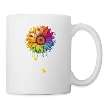 Regenbogen Sonnenblume LGBT Gruppe Stolz Transgender Wortspiel - Tasse - Weiß - Rechts