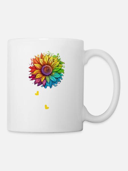 Regenbogen Sonnenblume LGBTQ Lover Pride Community Wortspiel - Tasse - Weiß