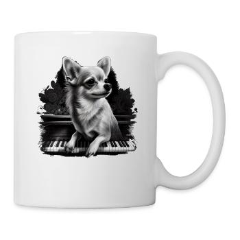 Chihuahua spielt Klavier Piano Klassische Musik - Tasse - Weiß - Rechts