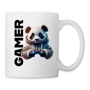 Gamer lettering with cool panda - Mug - white - Right