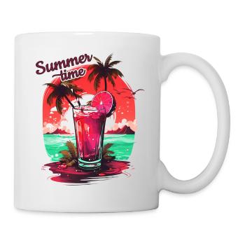Summer Time Cocktail Strand Urlaub Geschenk - Tasse - Weiß - Rechts