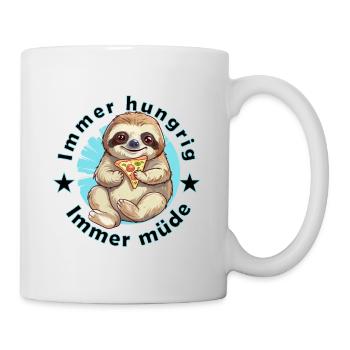 Sloth tired and hungry with a slice of pizza - Mug - white - Right