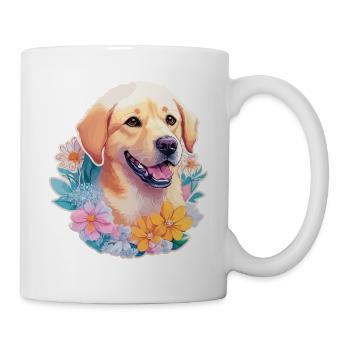 Labrador Retriever dog with flower wreath motif - Mug - white - Right