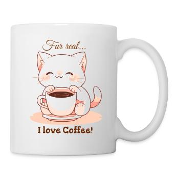 Kawaii Cat Coffee Love - Fur real... I love Coffee - Mug - white - Right