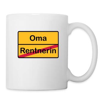 Ruhestand / Rente Oma als Ortsschild - Tasse - Weiß - Rechts