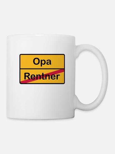 Ruhestand / Rente Opa als Ortschild - Tasse - Weiß