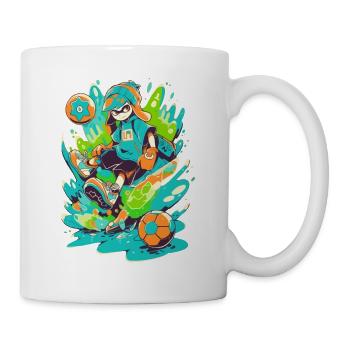 Joueur de football funky dans la conception de jeux d’art de rue - Mug blanc - blanc - Droite