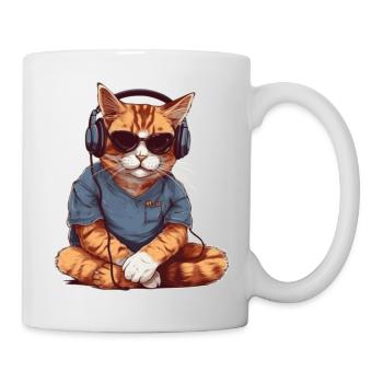 Katze Katzen cool Geschenkidee - Tasse - Weiß - Rechts