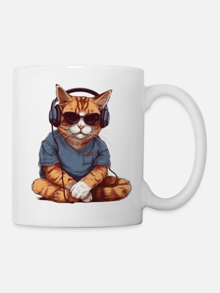 Katze Katzen cool Geschenkidee - Tasse - Weiß