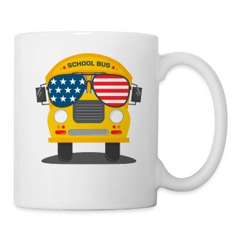 Cooler Bus mit Sonnenbrille, Schulbusparty und - Tasse - Weiß - Rechts