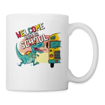 Drôle de T-Rex courant vers l’autobus scolaire Bienvenue à nouveau à - Mug blanc - blanc - Droite