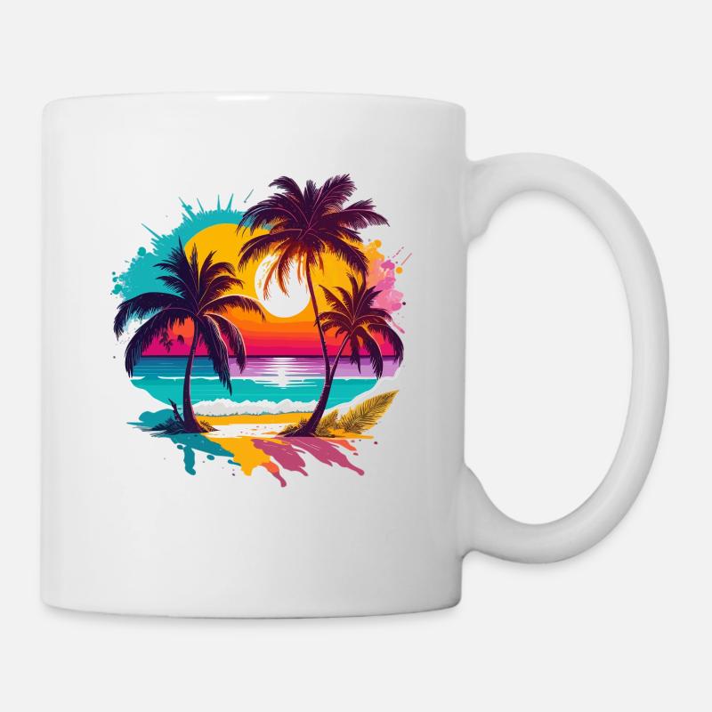 Soleil d’été Palm Tree Beach Island - Mug blanc - blanc