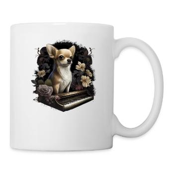 Chihuahua spielt Klavier Piano Klassische Musik - Tasse - Weiß - Rechts