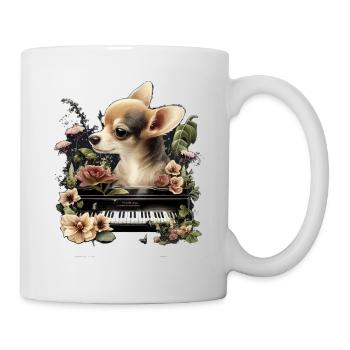 Chihuahua spielt Klavier Piano Klassische Musik - Tasse - Weiß - Rechts