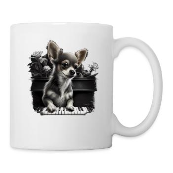 Chihuahua spielt Klavier Piano Klassische Musik - Tasse - Weiß - Rechts