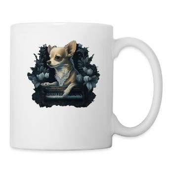 Chihuahua spielt Klavier Piano Klassische Musik - Tasse - Weiß - Rechts