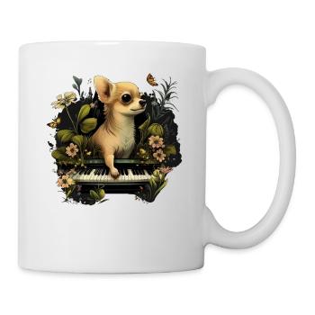 Chihuahua spielt Klavier Piano Klassische Musik - Tasse - Weiß - Rechts