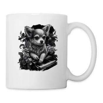 Chihuahua spielt Klavier Piano Klassische Musik - Tasse - Weiß - Rechts