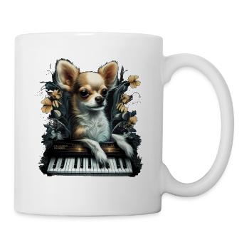 Chihuahua spielt Klavier Piano Klassische Musik - Tasse - Weiß - Rechts