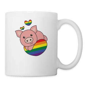 Rainbow Flag Pride LGBTQ Mignon Cochon Amour - Mug blanc - blanc - Droite