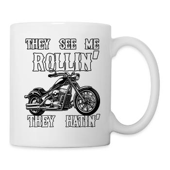 Rollin' Renegade Ride Attitude Lustiges Motorrad - Tasse - Weiß - Rechts