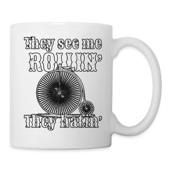 Vintage Rollin Fahrt mit Stil mit altem Fahrrad - Tasse - Weiß - Rechts