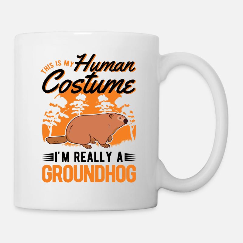Groundhog Human Costume Murmeltier Marmot - Tasse - Weiß