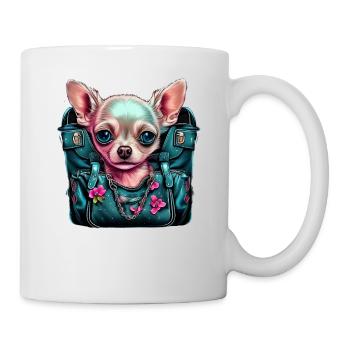 Pink Chihuahua | Rosa Handtasche Welpe Girlie - Tasse - Weiß - Rechts