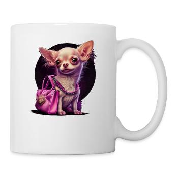 Pink Chihuahua | Rosa Handtasche Welpe Girlie - Tasse - Weiß - Rechts