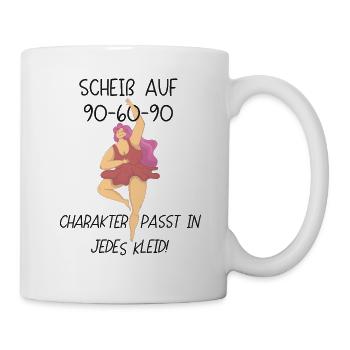 Scheiß auf 90 60 90 Humor Geschenk - Tasse - Weiß - Rechts