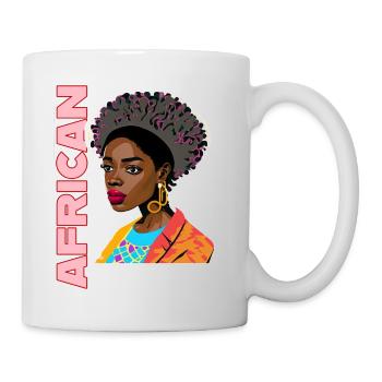 Schwarze Dame mit Schriftzug African - Tasse - Weiß - Rechts