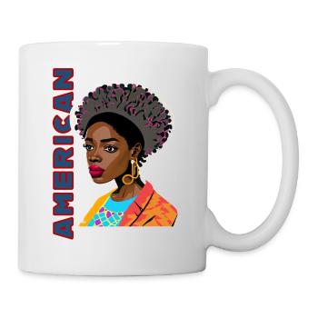 Black lady with American lettering - Mug - white - Right