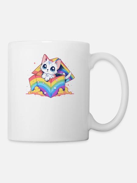 Cool Rainbow Cat Pride Communauté LGBT transgenre - Mug blanc - blanc