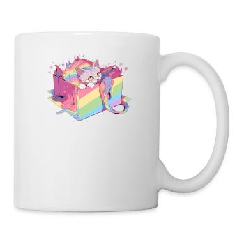 Coole Katze Lesbisch Gay Pride LGBT Regenbogen Community - Tasse - Weiß - Rechts