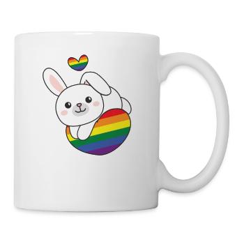 Regenbogen Flag Pride LGBTQ süßes Hase Love - Tasse - Weiß - Rechts