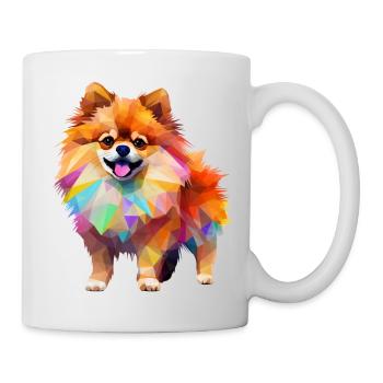 Zwergspitz Geometrisch Zeichnung - Tasse - Weiß - Rechts