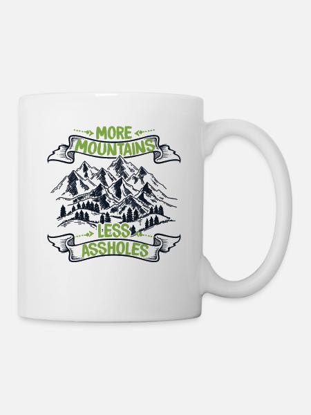 More Mountains Less Assholes Speedklettern - Tasse - Weiß