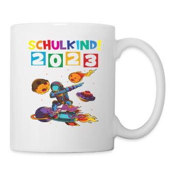 Schulkind 2023 Einschulung 2023 Schulanfang - Tasse - Weiß - Rechts