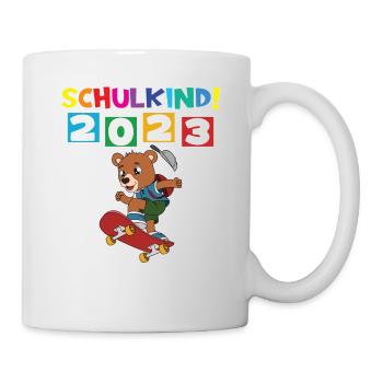 Schulkind 2023 Einschulung 2023 Schulanfang - Tasse - Weiß - Rechts