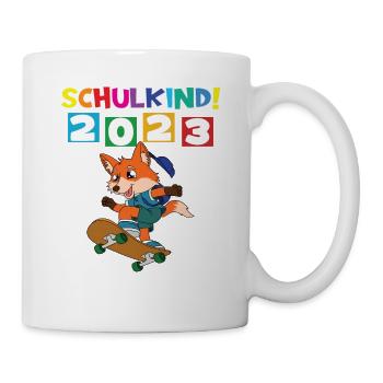 Schulkind 2023 Einschulung 2023 Schulanfang - Tasse - Weiß - Rechts