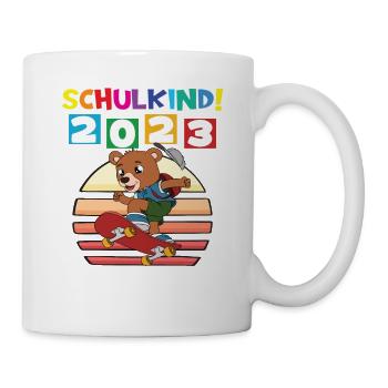 Schulkind 2023 Einschulung 2023 Schulanfang - Tasse - Weiß - Rechts