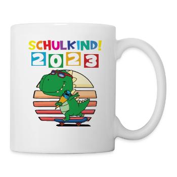 Schulkind 2023 Einschulung 2023 Schulanfang - Tasse - Weiß - Rechts