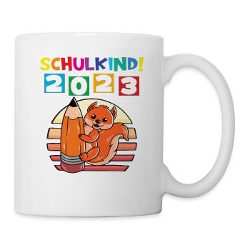 Schulkind 2023 Einschulung 2023 Schulanfang - Tasse - Weiß - Rechts